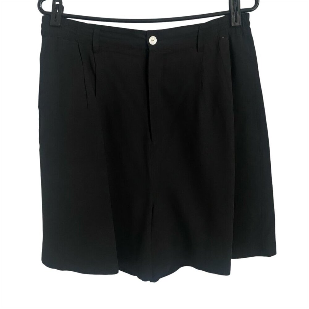 Silk House 100% Silk Black Button Up Shorts Size L